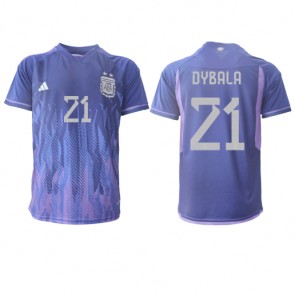 Argentina Paulo Dybala #21 Bortatröja VM 2022 Kortärmad